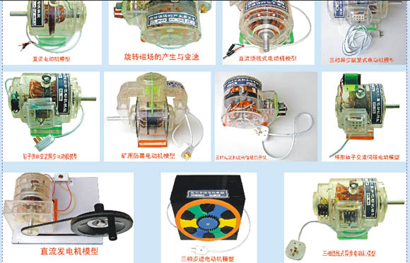 外殼采用進口（kǒu）透明有機玻璃，采（cǎi）用模具一次成型，透明直觀，形象（xiàng）逼真，並能通電演示，真（zhēn）實反應電機的結構及工作原理，是各類院校電機工（gōng）作原理及結構的講解及電機拆裝